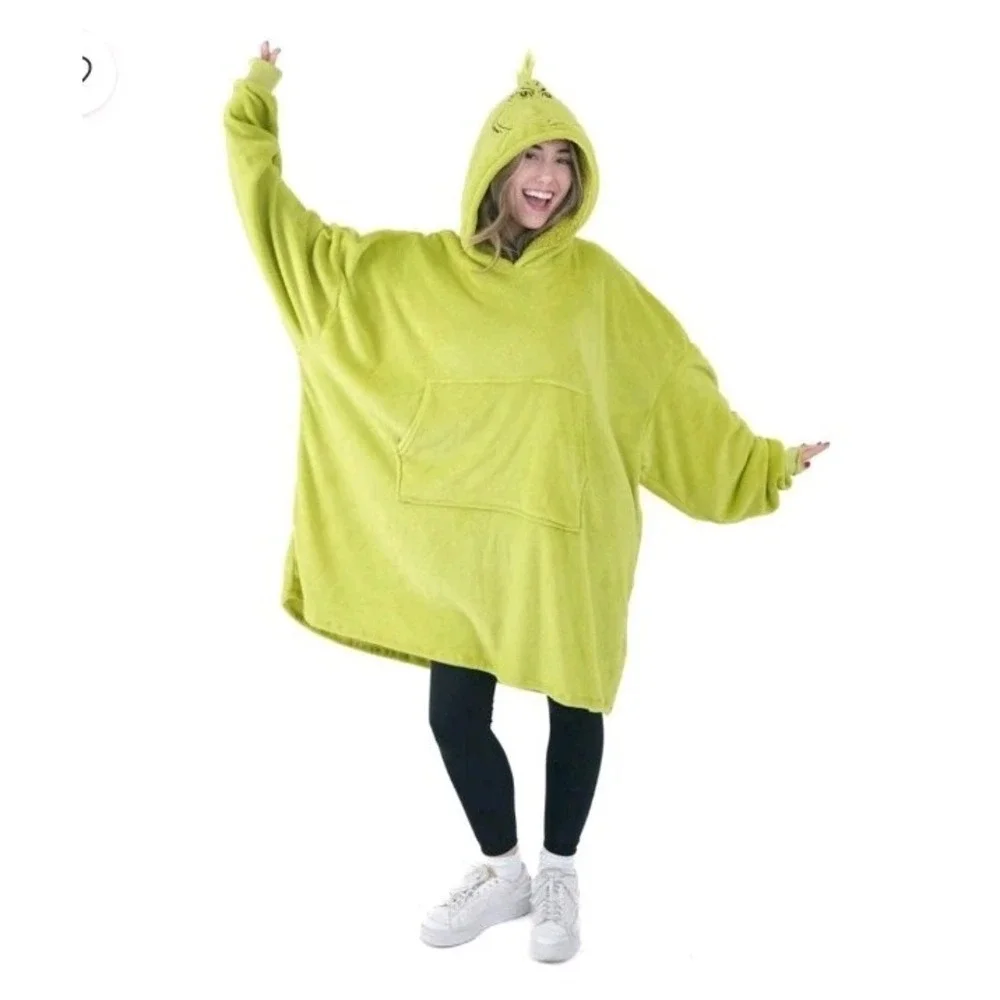 Adult Unisex One Size Fits Most Grinch Ugly Christmas Sweater Poncho